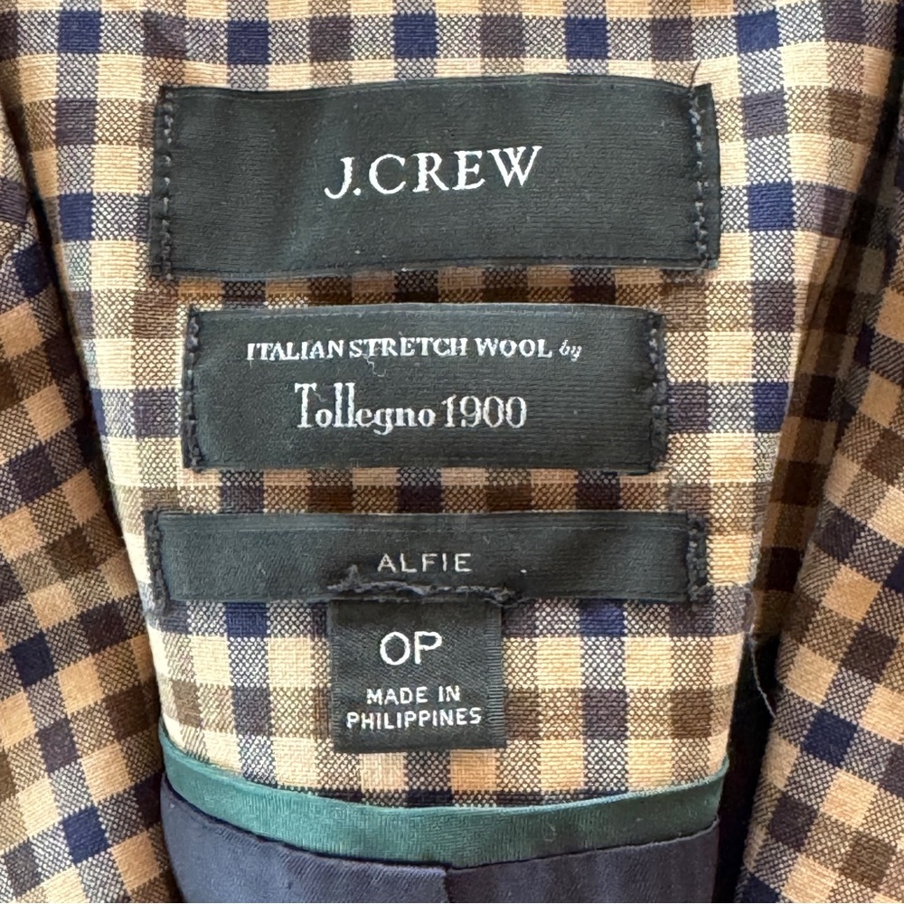 J Crew Alfie Blazer Italian Stretch Wool Honey Plaid (Sz 0P) - Picture 6 of 17